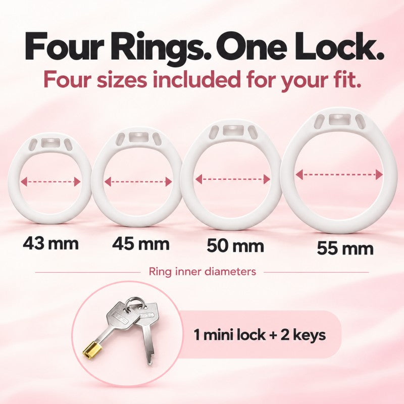 Kitty Twist Adjustable Inverted Chastity Cage – Pink & White