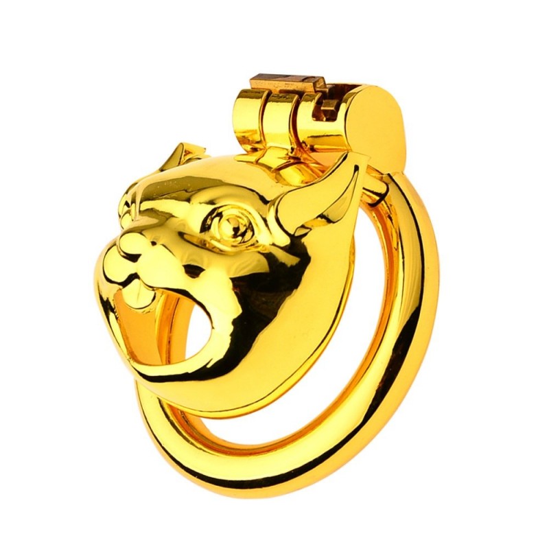 Golden Stainless Steel Flat Chastity Cage for Men – Secure & Durable Lock Device