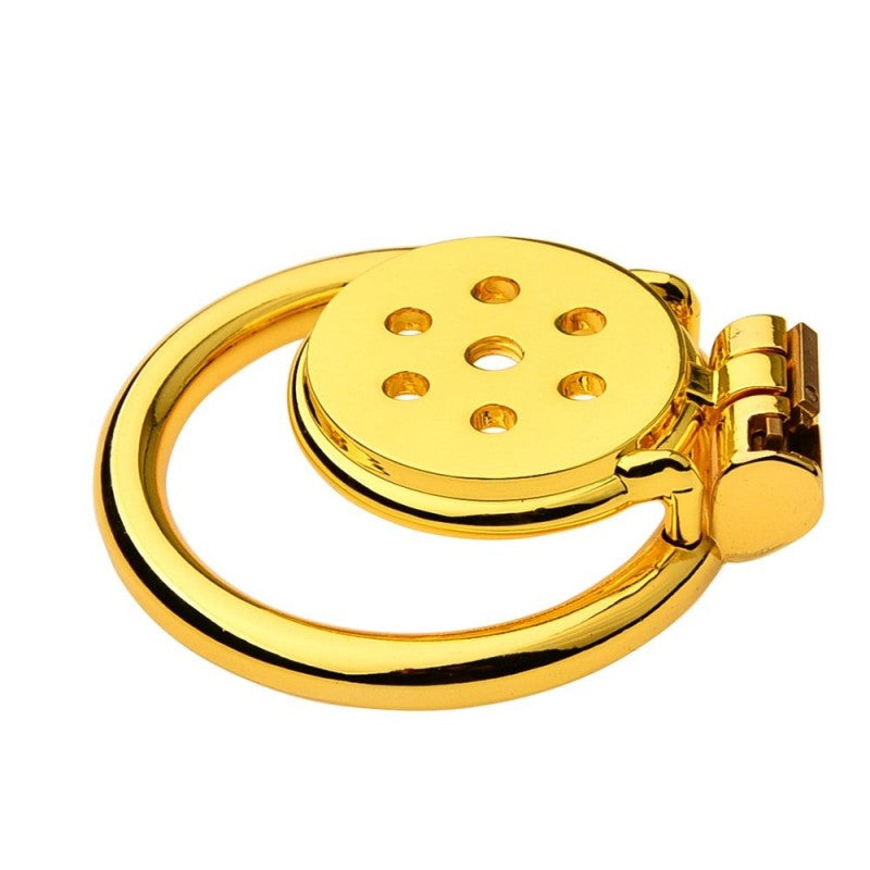 Golden Stainless Steel Flat Chastity Cage for Men – Secure & Durable Lock Device