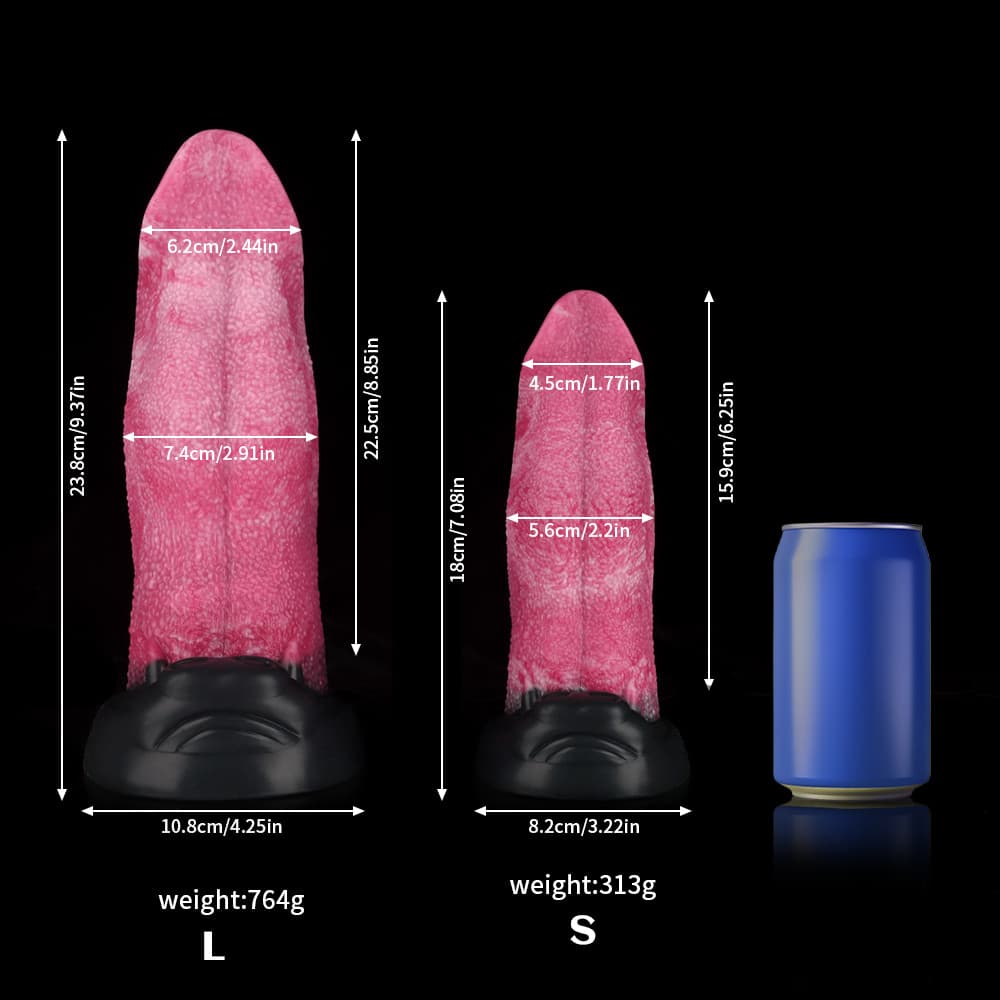 Wolf Tongue Rose Pink Fantasy Dildo – Textured Silicone Toy with Wide Base