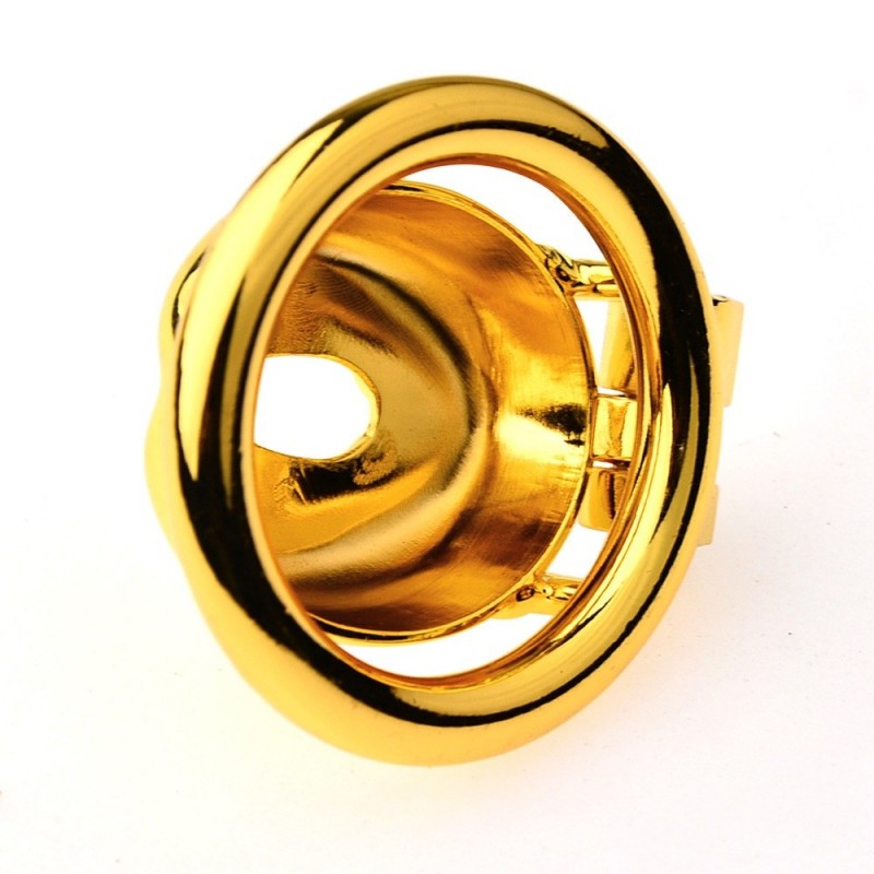 Golden Stainless Steel Flat Chastity Cage for Men – Secure & Durable Lock Device