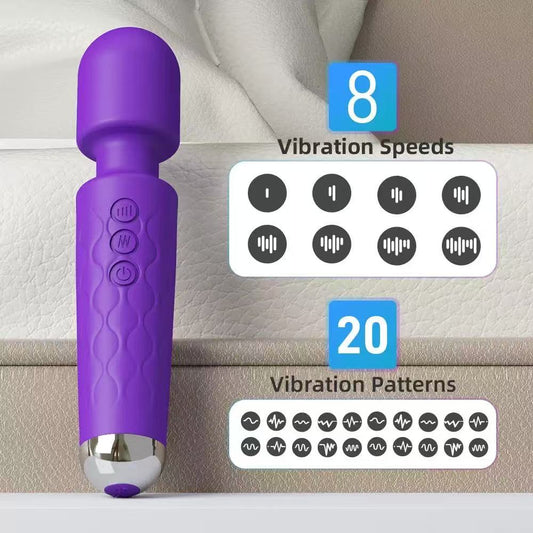 Chastity Vibrator Magic Wand – 8 Speeds, 20 Patterns, Waterproof & Rechargeable