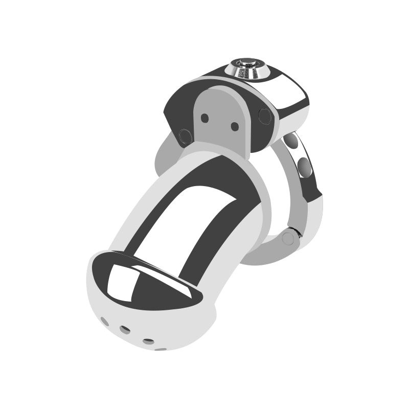 Mushroom Head Metal Chastity Cage – Fully Enclosed with Internal Lock & Adjustable Ring