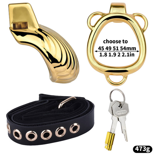 Small Gold Shell-Shaped Chastity Cage – Comfortable & Secure Male Lock