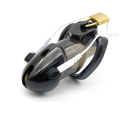 Electric Shock Chastity Cage for Men – Black Plastic, No Power Adapter