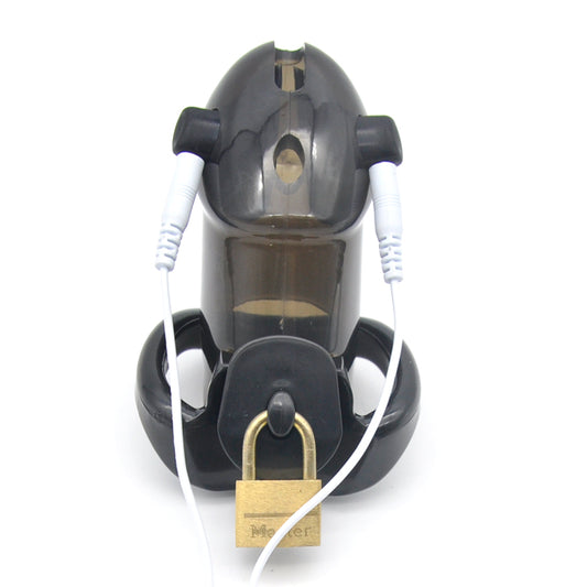 Electric Shock Chastity Cage for Men – Black Plastic, No Power Adapter