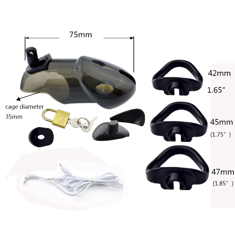 Electric Shock Chastity Cage for Men – Black Plastic, No Power Adapter