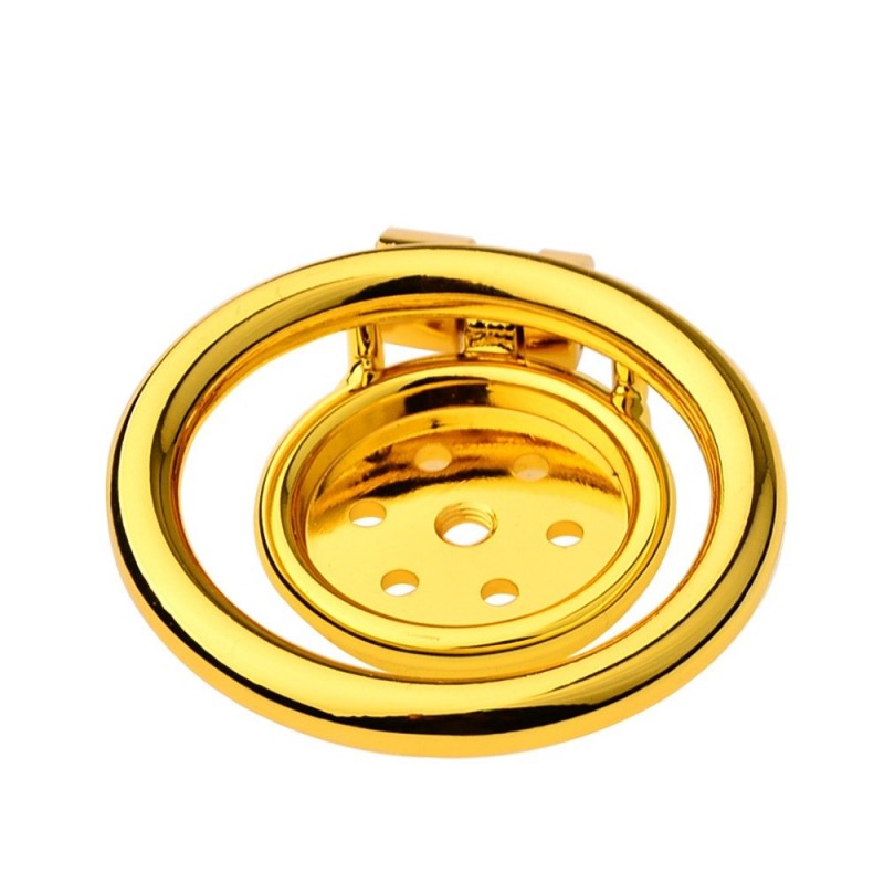 Golden Stainless Steel Flat Chastity Cage for Men – Secure & Durable Lock Device