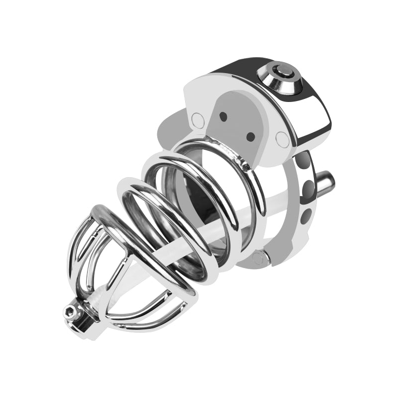 Stainless Steel Chastity Device for Men|Long Cock Cage with 6-Level Fit (32–50mm)