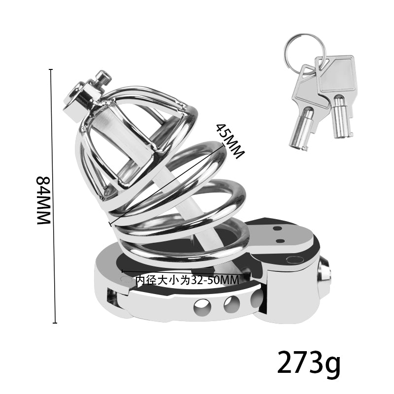 Hollow Metal Chastity Cage with Urethral Tube & Internal Lock – Breathable & Secure Design