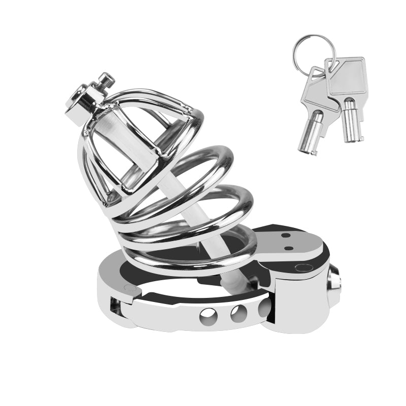 Stainless Steel Chastity Device for Men|Long Cock Cage with 6-Level Fit (32–50mm)