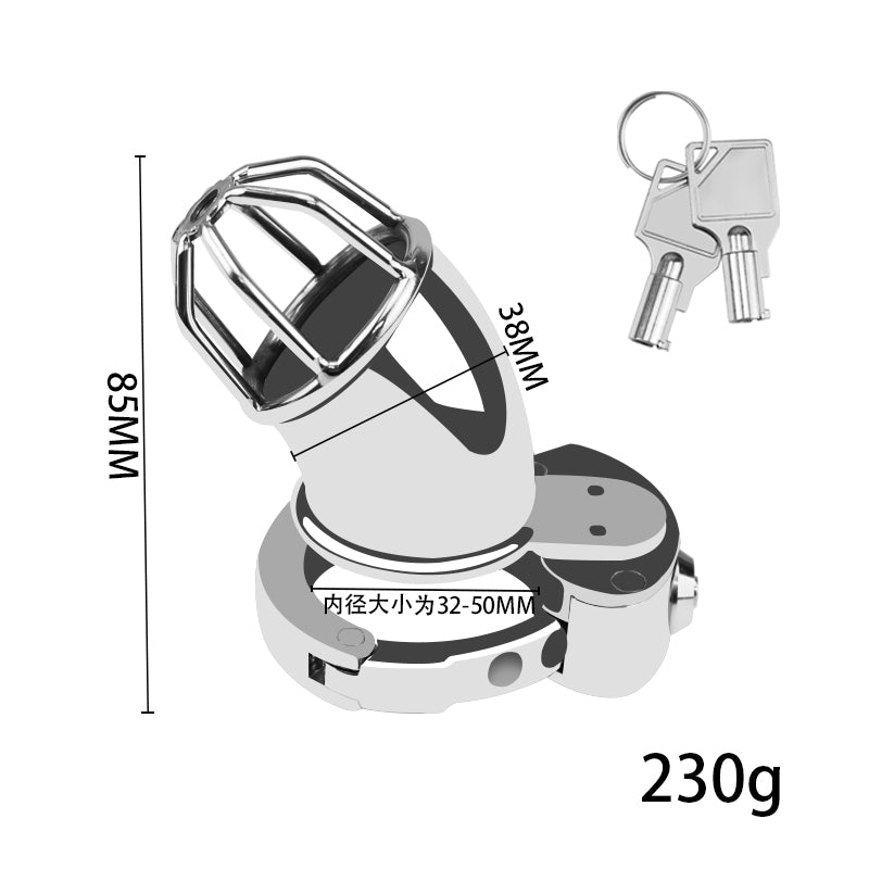 Stainless Steel Chastity Device for Men|Long Cock Cage with 6-Level Fit (32–50mm)