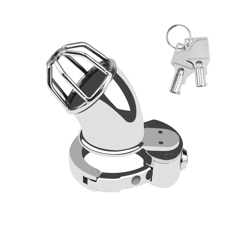 Open-Tip Metal Chastity Cage for Men – Adjustable Fit with Built-In Lock