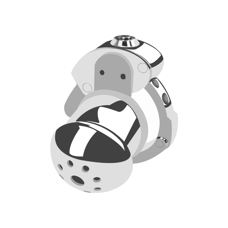Mushroom Head Metal Chastity Cage – Fully Enclosed with Internal Lock & Adjustable Ring