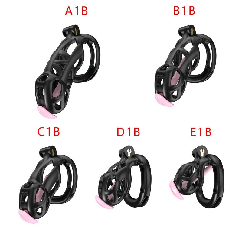 Black Viper Chastity Cage – 5 Sizes Available, Wearable Base Ring Design