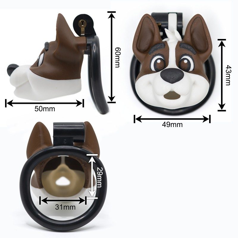 Dog Head Chastity Cage – 3D Printed Lock with Multiple Ring Sizes