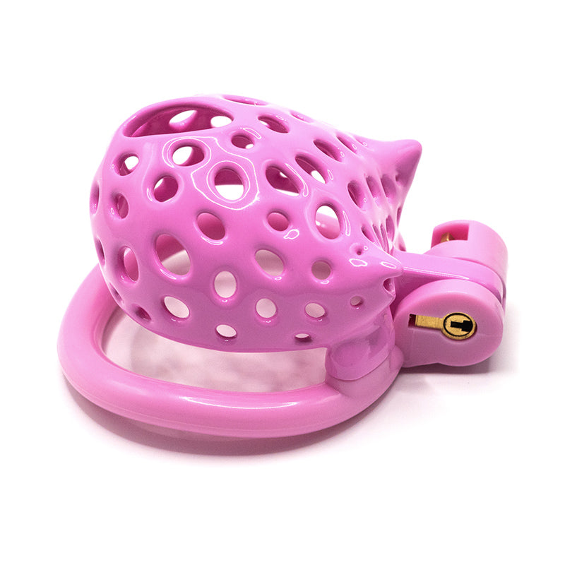 Cat-Shaped Resin Chastity Cage – Lightweight (75g), Breathable, 4 Ring Sizes, Pink or Black