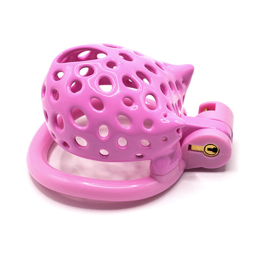 Cat-Shaped Resin Chastity Cage – Lightweight (75g), Breathable, 4 Ring Sizes, Pink or Black