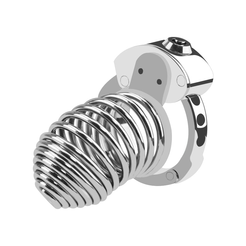 Stainless Steel Chastity Device for Men|Long Cock Cage with 6-Level Fit (32–50mm)