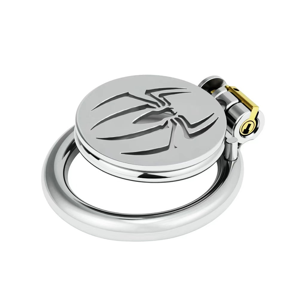 Spider Emblem Metal Chastity Cage – Spiderman-Inspired Flat Design Lock