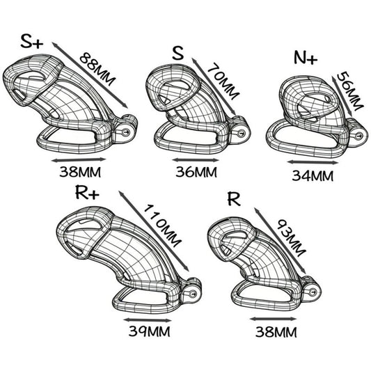 Hand-Painted Cobra Resin Male Chastity Cage – Marble Finish, Multi Sizes (S+ S N+ R+ R), 42–52mm Rings, Lightweight & Breathable