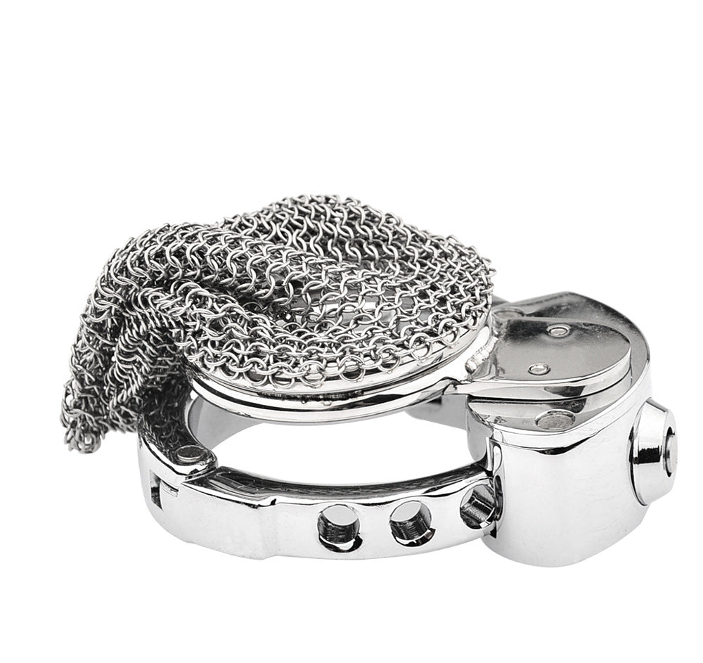 Lightweight Breathable Mesh Male Chastity Cage with One-Touch Closure and Adjustable Carabiner Lock