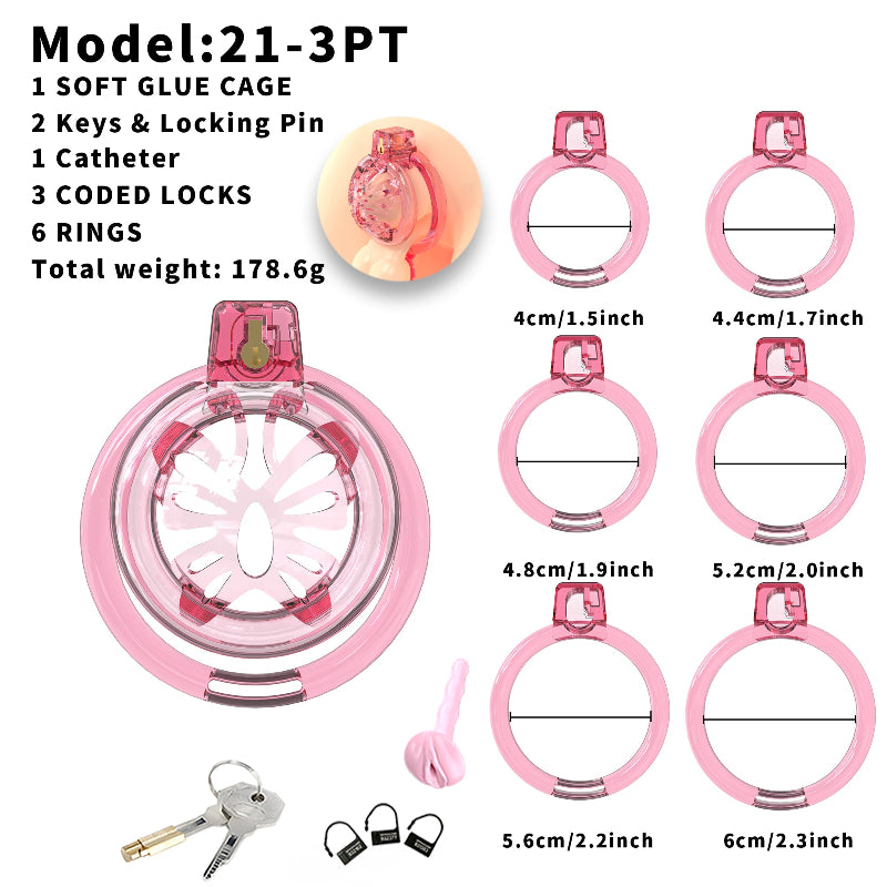 Short Soft Chastity Cage – Butterfly Vent Design, TPE/Silicone, Multi-Shaped