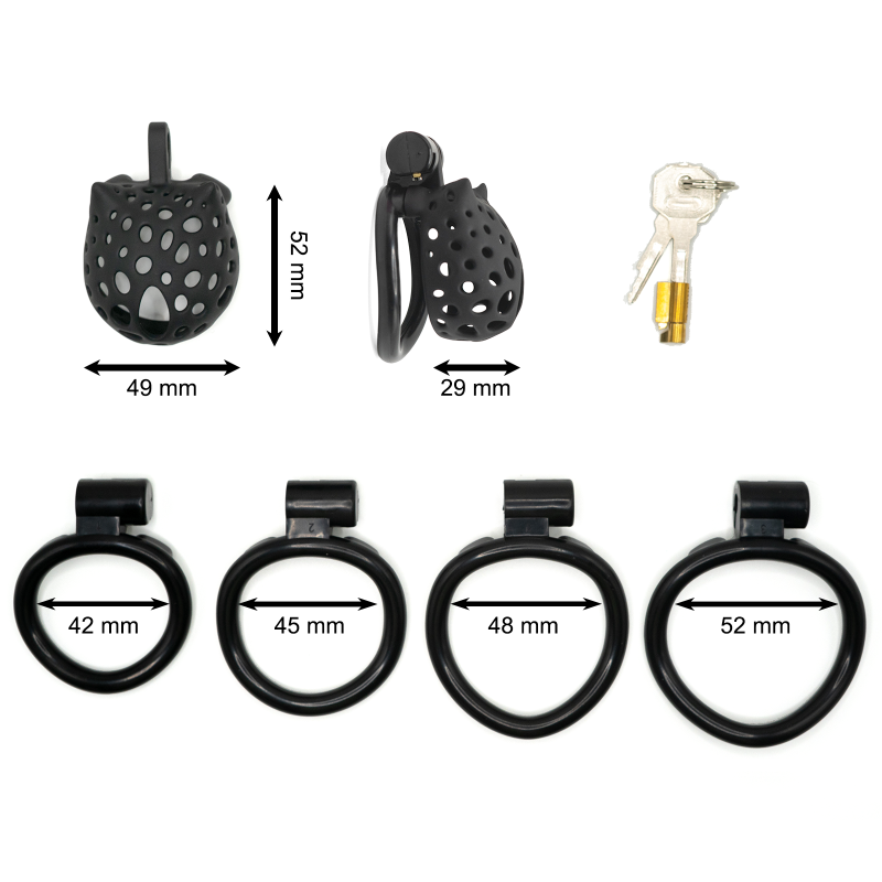 Cat-Shaped Resin Chastity Cage – Lightweight (75g), Breathable, 4 Ring Sizes, Pink or Black