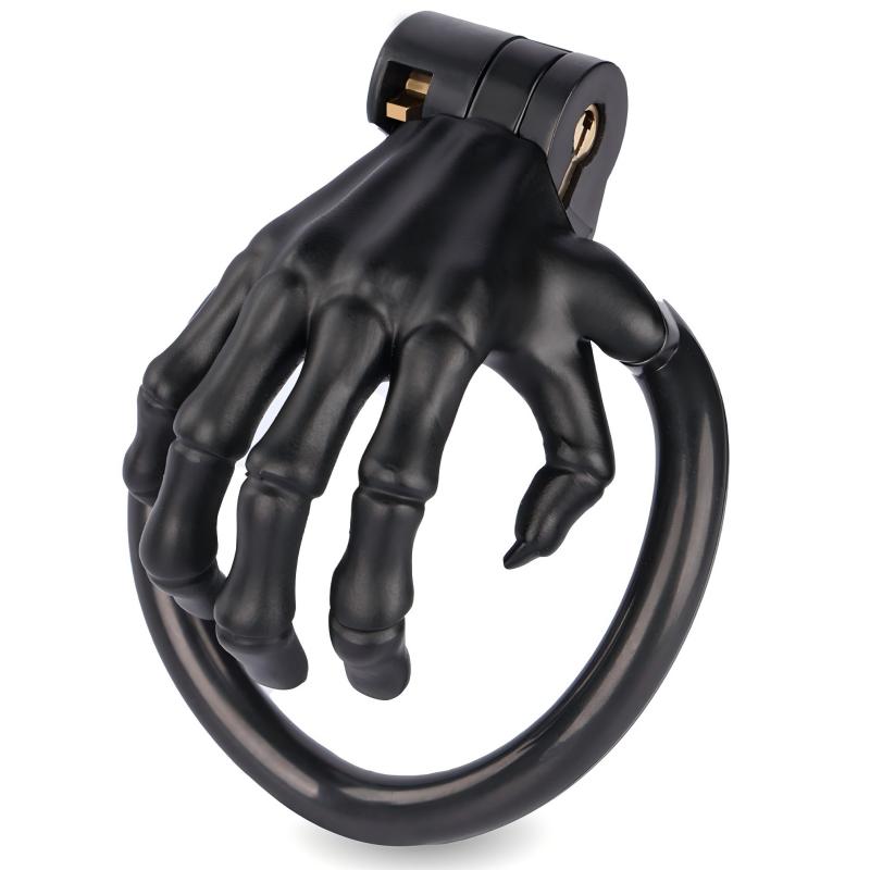 Jaula de castidad de resina con forma de calavera | Juguete con cerradura para fiestas masculinas