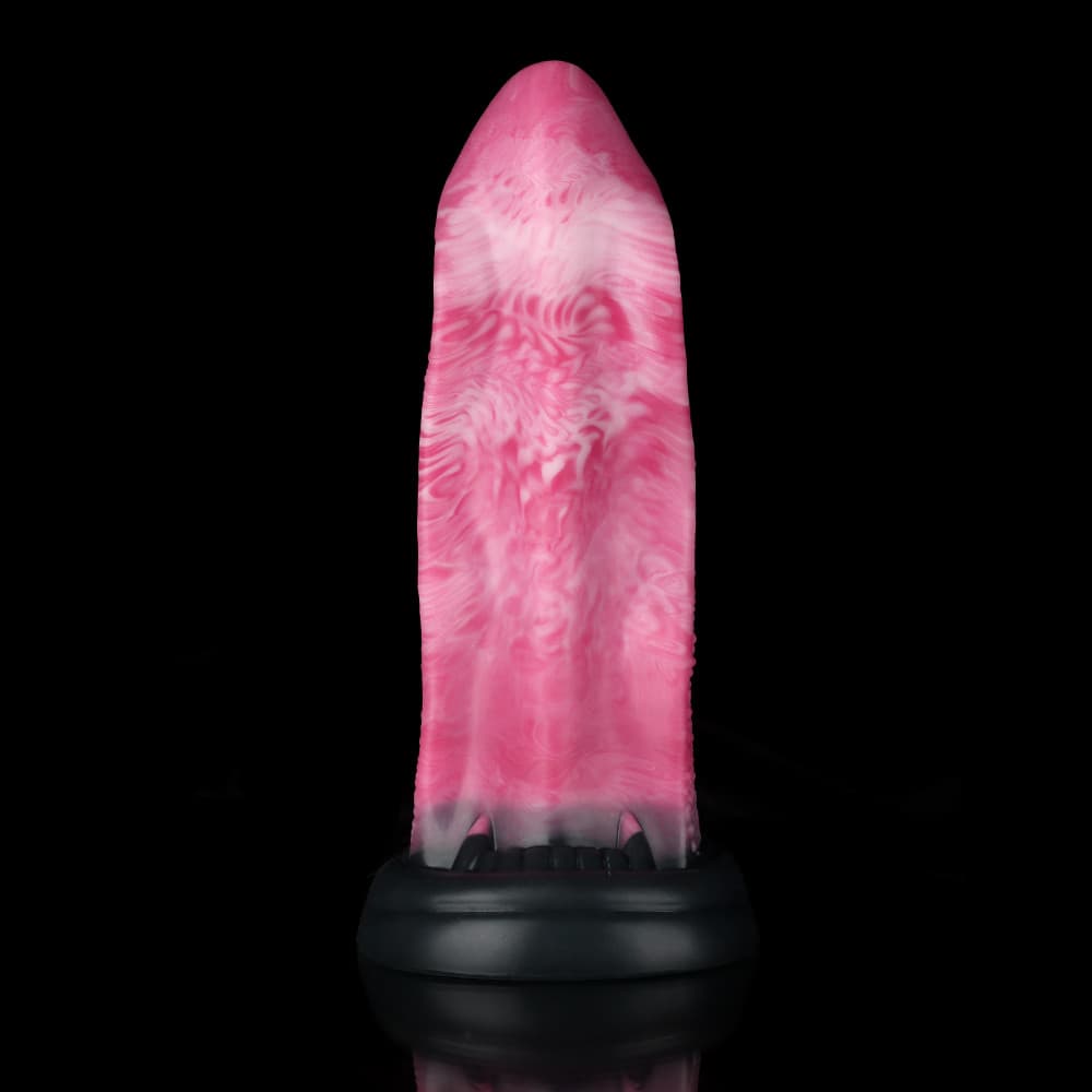 Wolf Tongue Rose Pink Fantasy Dildo – Textured Silicone Toy with Wide Base