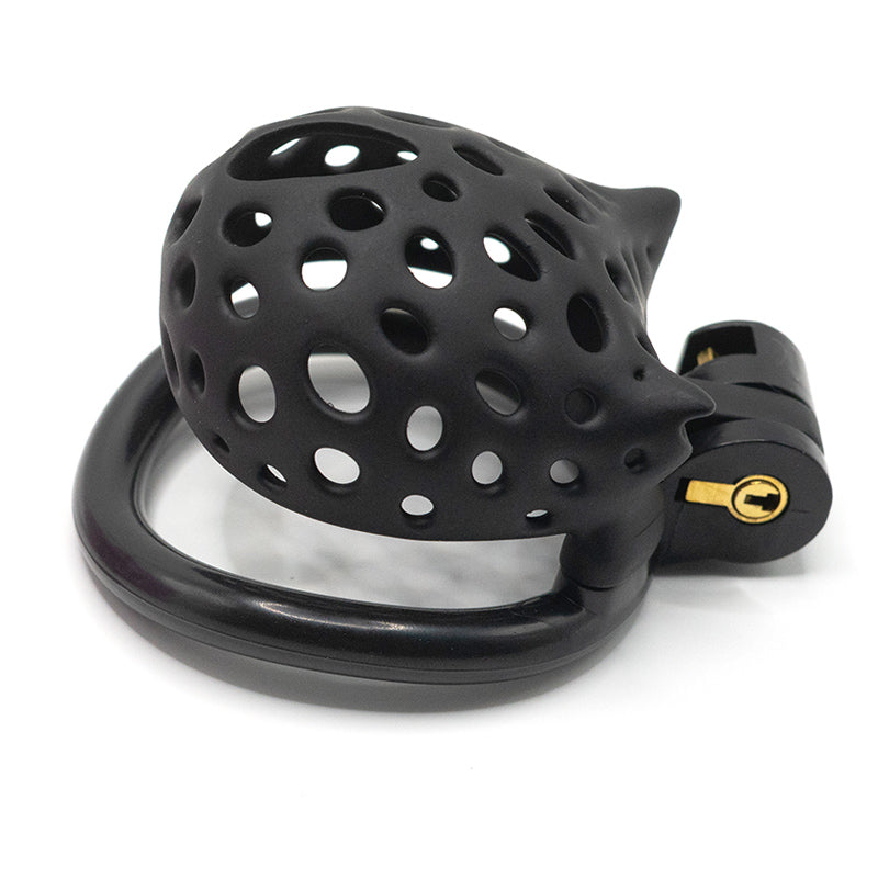 Cat-Shaped Resin Chastity Cage – Lightweight (75g), Breathable, 4 Ring Sizes, Pink or Black