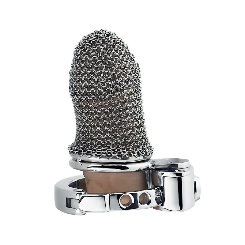 Lightweight Breathable Mesh Male Chastity Cage with One-Touch Closure and Adjustable Carabiner Lock