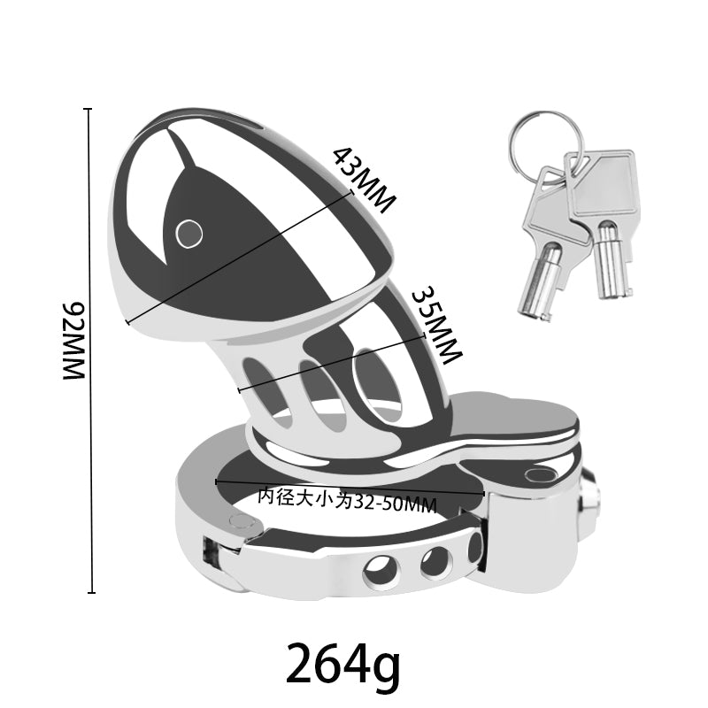 Metal Cock Design Adjustable Chastity Cage – Ring Sizes 32mm to 50mm