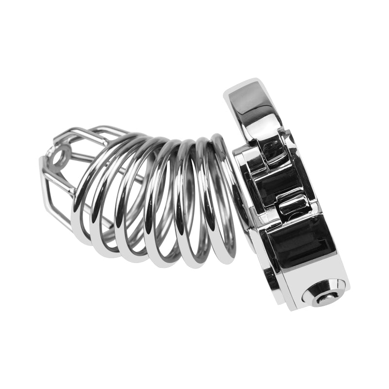 Skeleton-Style Adjustable Metal Chastity Cage with Internal Lock – Ventilated & Secure Design