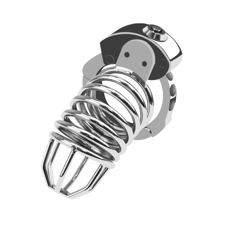 Stainless Steel Chastity Device for Men|Long Cock Cage with 6-Level Fit (32–50mm)
