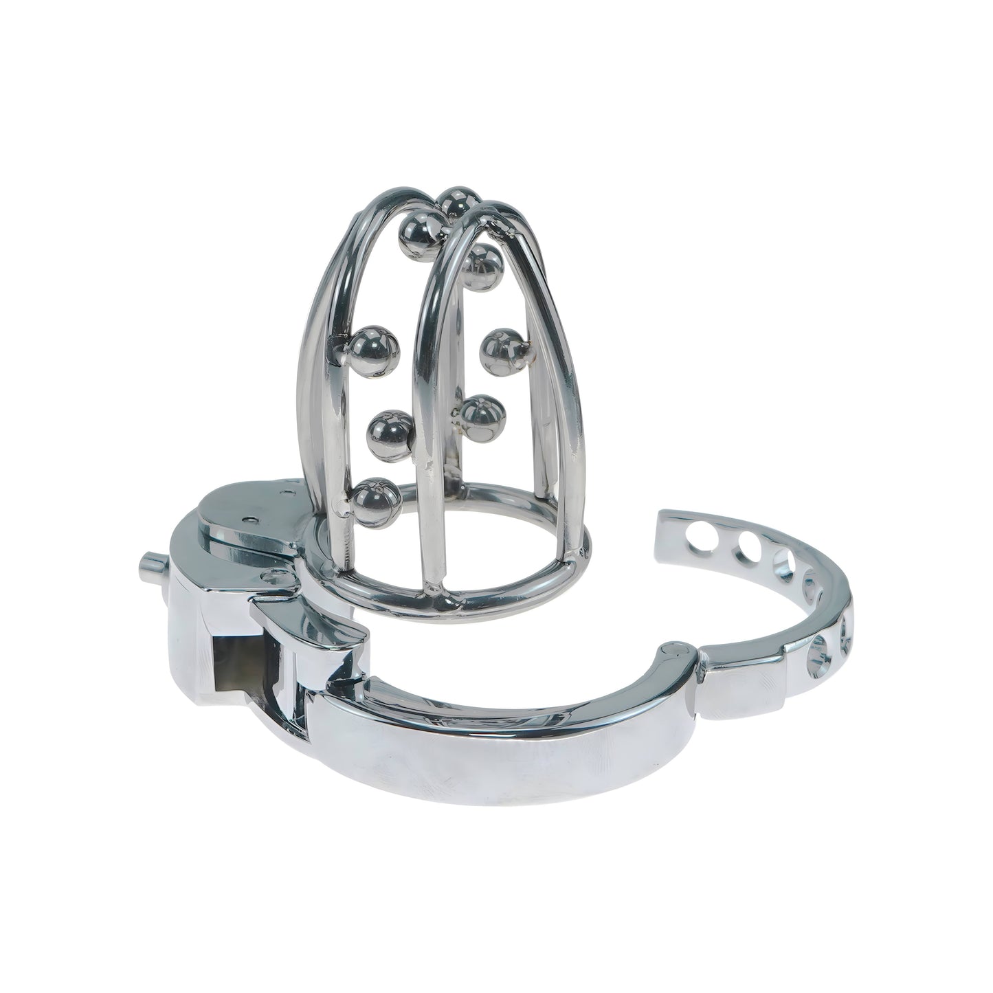 Adjustable Metal Male Chastity Cage with Built-In Steel Ball Lock – Breathable, Durable, Secure