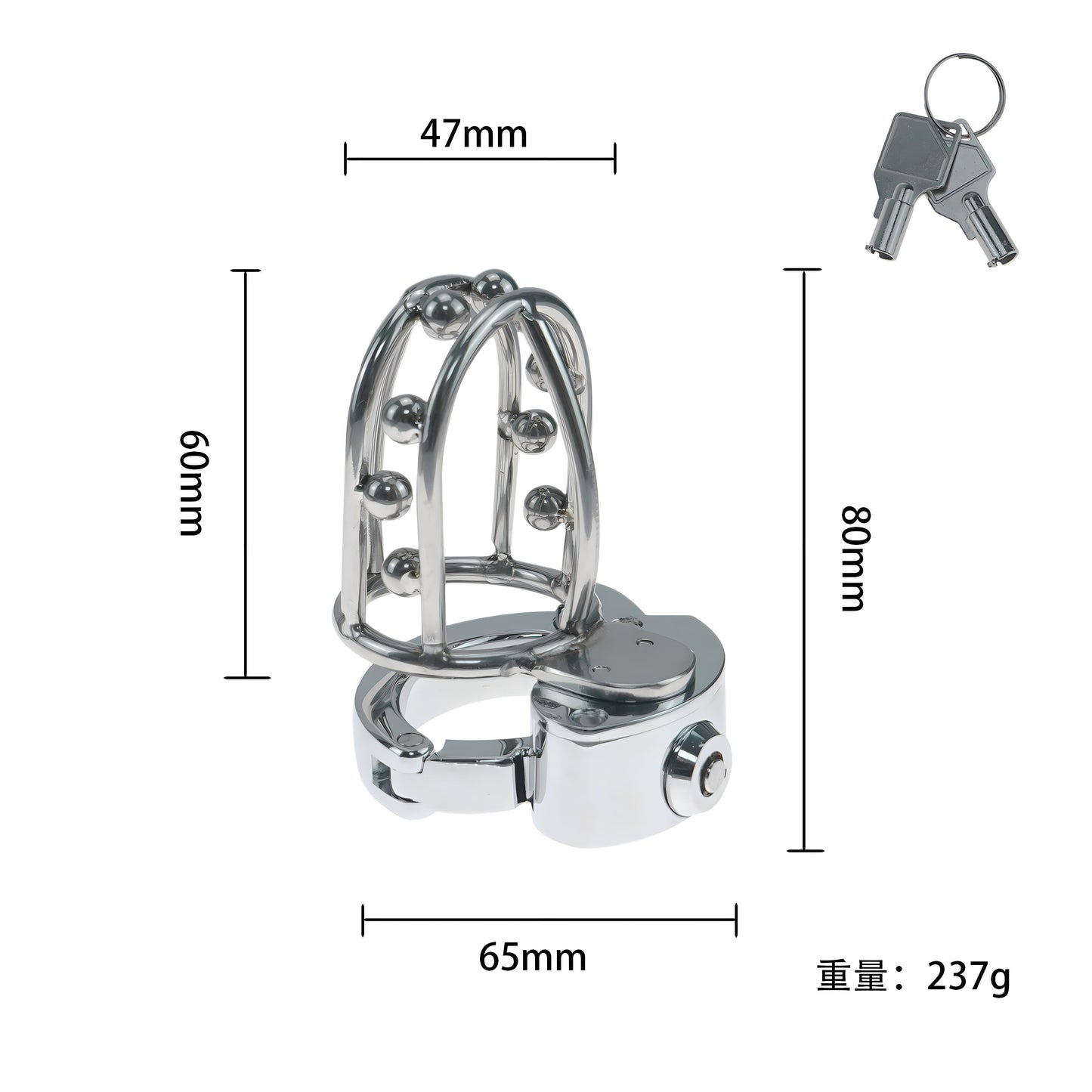 Adjustable Metal Male Chastity Cage with Built-In Steel Ball Lock – Breathable, Durable, Secure