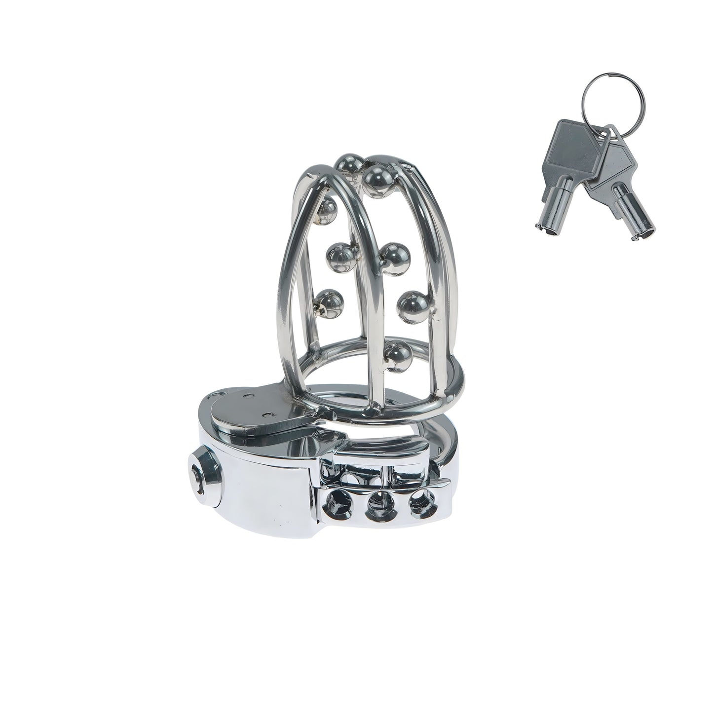 Adjustable Metal Male Chastity Cage with Built-In Steel Ball Lock – Breathable, Durable, Secure