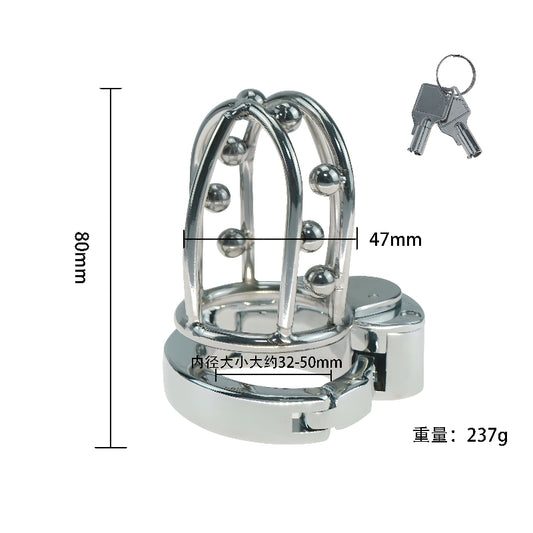 Adjustable Metal Male Chastity Cage with Built-In Steel Ball Lock – Breathable, Durable, Secure