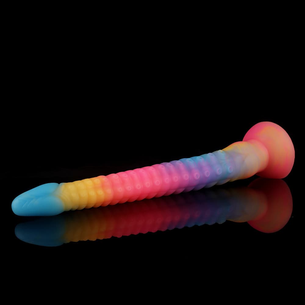 Octopus Tentacle Dildo – Eel-Inspired Fantasy Dildo in Blue Yellow Purple Gradient, Body-Safe Silicone