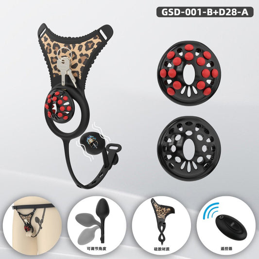 Silicone Chastity Thong Set with Vibrating Plug & Soft Spike Cage