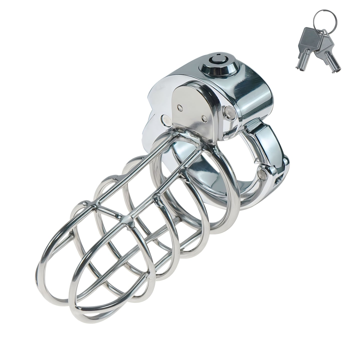 Large Metal Breathable Chastity Cage with Built-In Lock – Adjustable & Durable