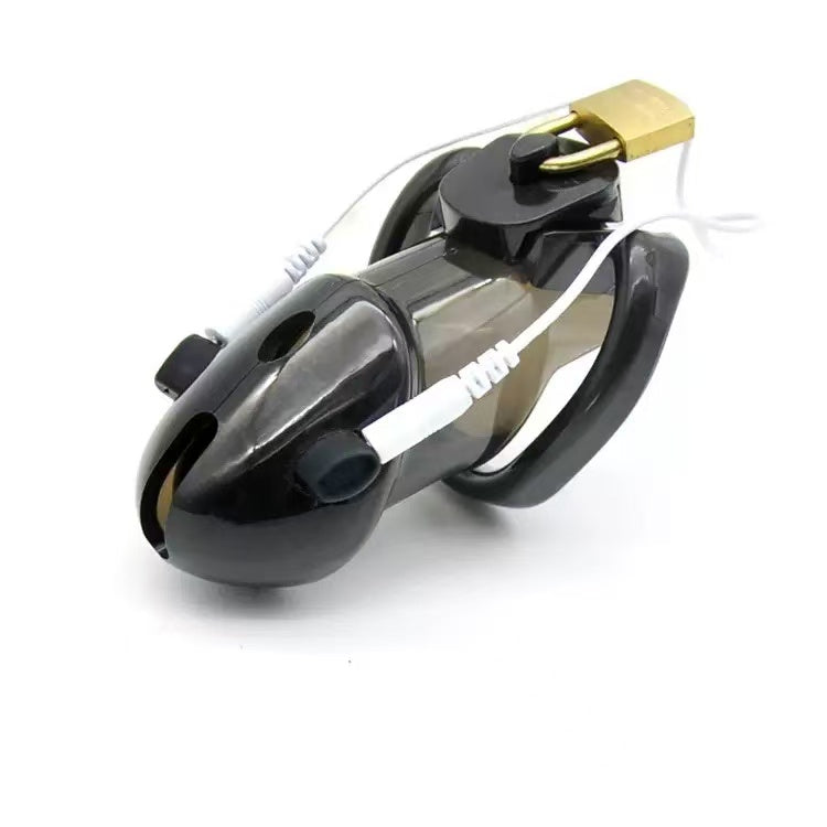 Electric Shock Chastity Cage for Men – Black Plastic, No Power Adapter
