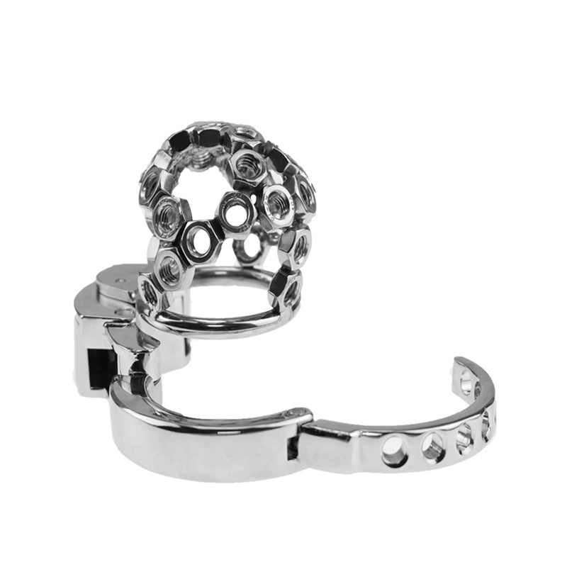 🔩 Nut-Lock Style Male Chastity Cage – Built-in Lock, Heavy Duty, Optional M6 Torment Upgrade