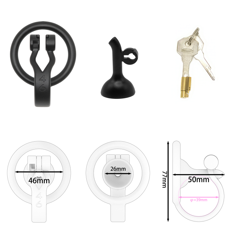 Inverted Male Chastity Cage with Extended Urethral Tube – Reversed Design