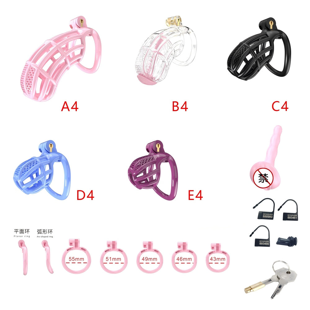 Honeycomb Obedient Chastity Cage – Lightweight Resin, 5 Ring Sizes & Built-in Lock