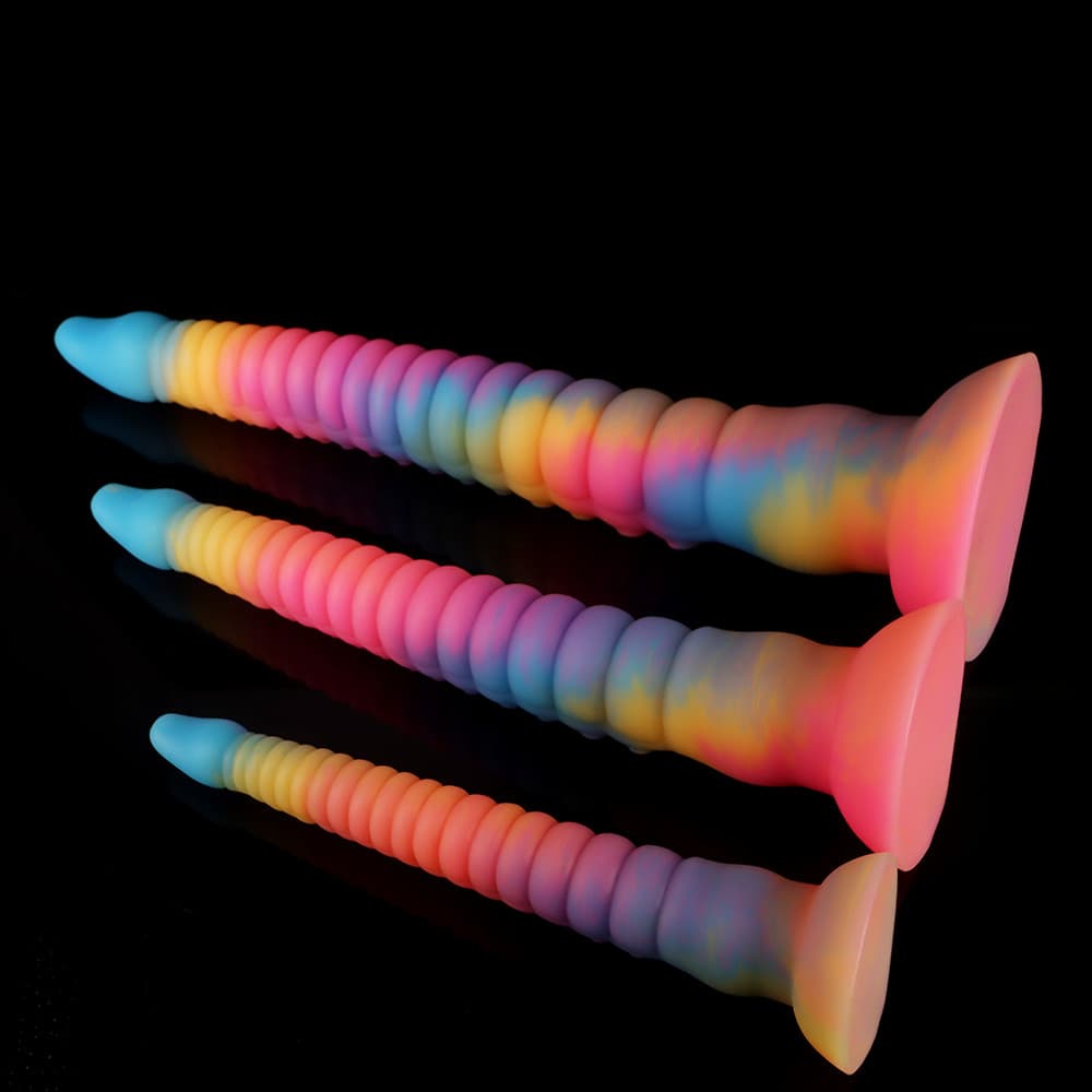 Octopus Tentacle Dildo – Eel-Inspired Fantasy Dildo in Blue Yellow Purple Gradient, Body-Safe Silicone