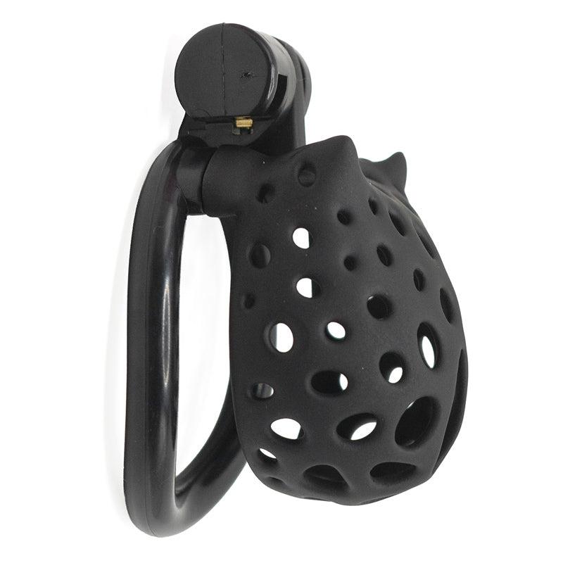 Cat-Shaped Resin Chastity Cage – Lightweight (75g), Breathable, 4 Ring Sizes, Pink or Black