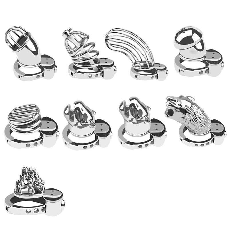 Stainless Steel Chastity Device with Chain Design | Long Cock Cage for Men with 6-Level Adjustable Ring (32–50mm)