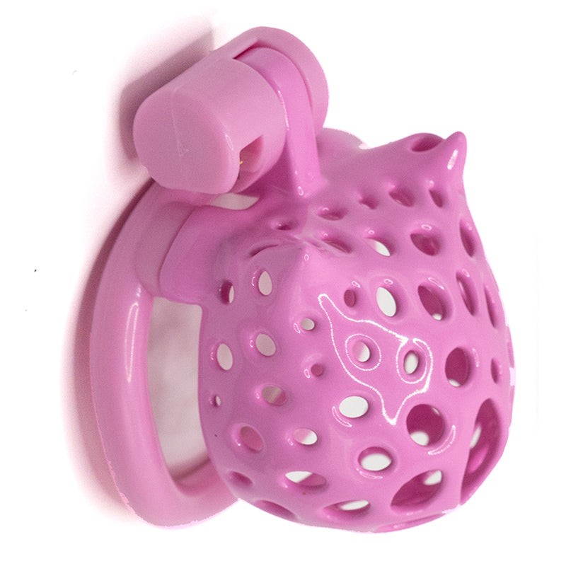 Cat-Shaped Resin Chastity Cage – Lightweight (75g), Breathable, 4 Ring Sizes, Pink or Black
